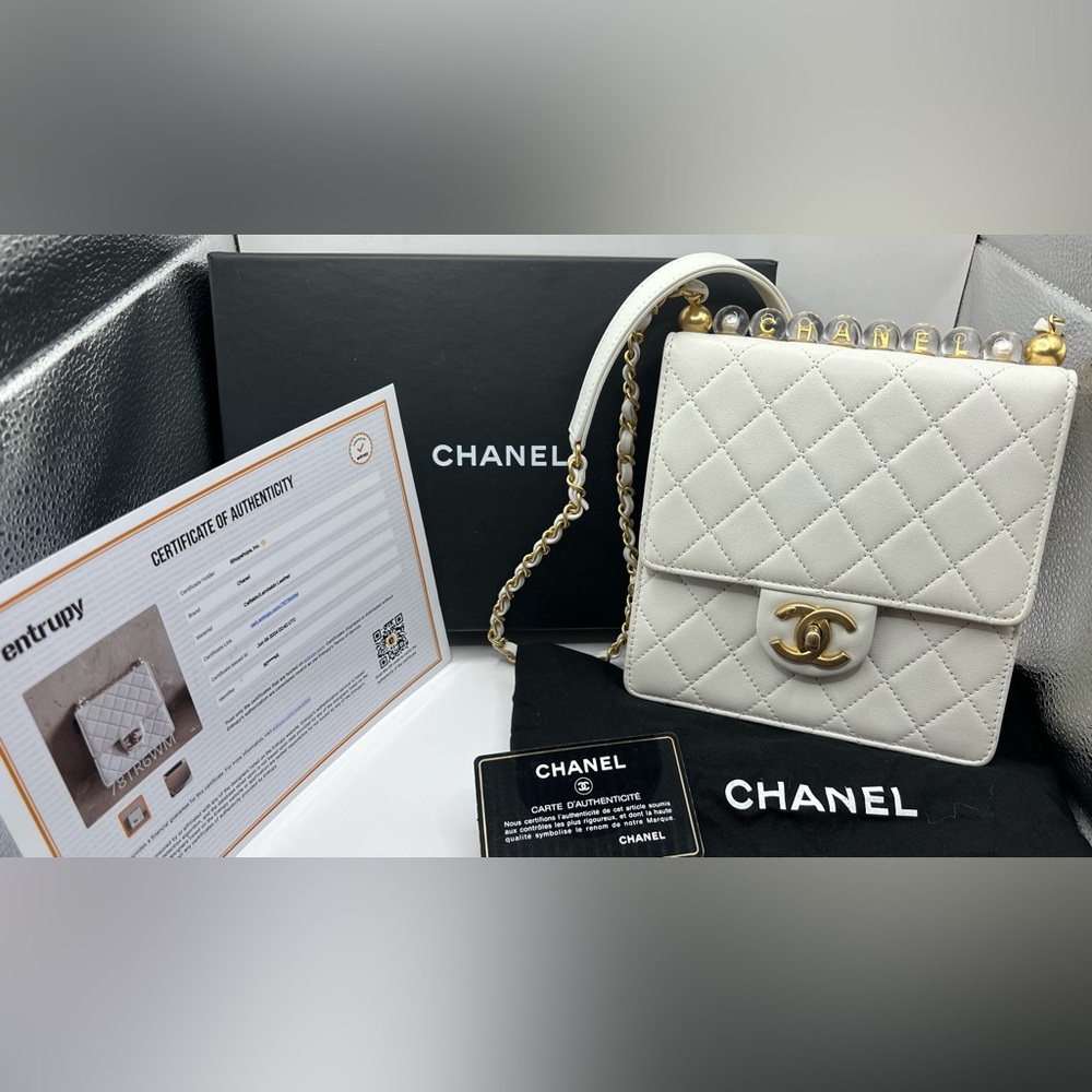 CHANEL Chic Pearls Flap Bag Quilted Lambskin with Acrylic Beads Small